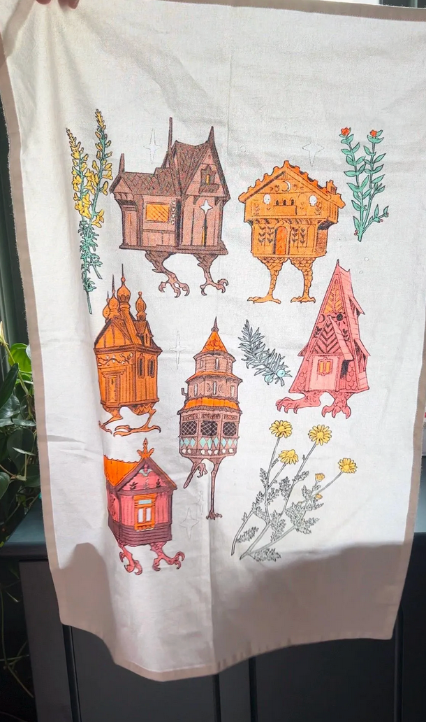 Baba Yaga Houses Cotton Tea Towel