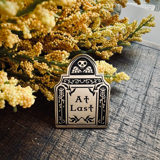 At Last gold enamel pin