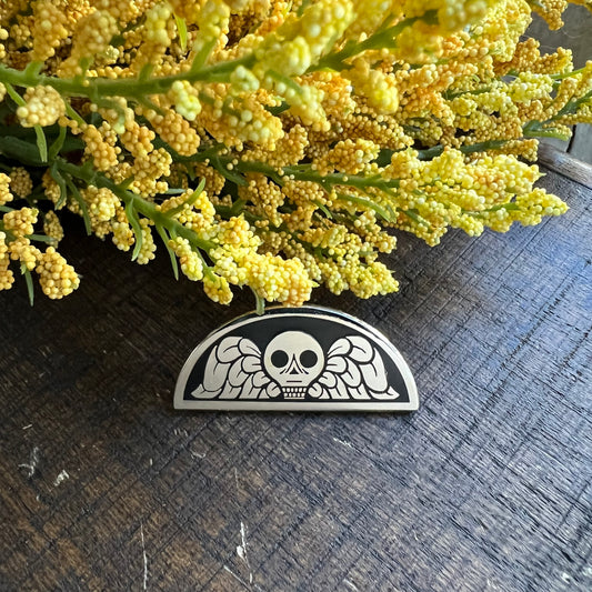 Death’s Head Silver Enamel Pin