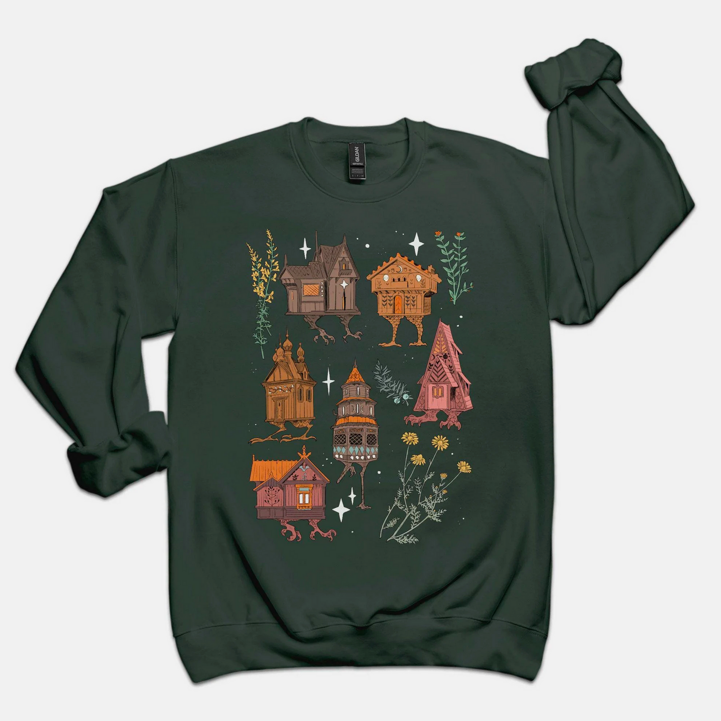 Baba Yaga Houses Long Sleeve Crewneck Sweater