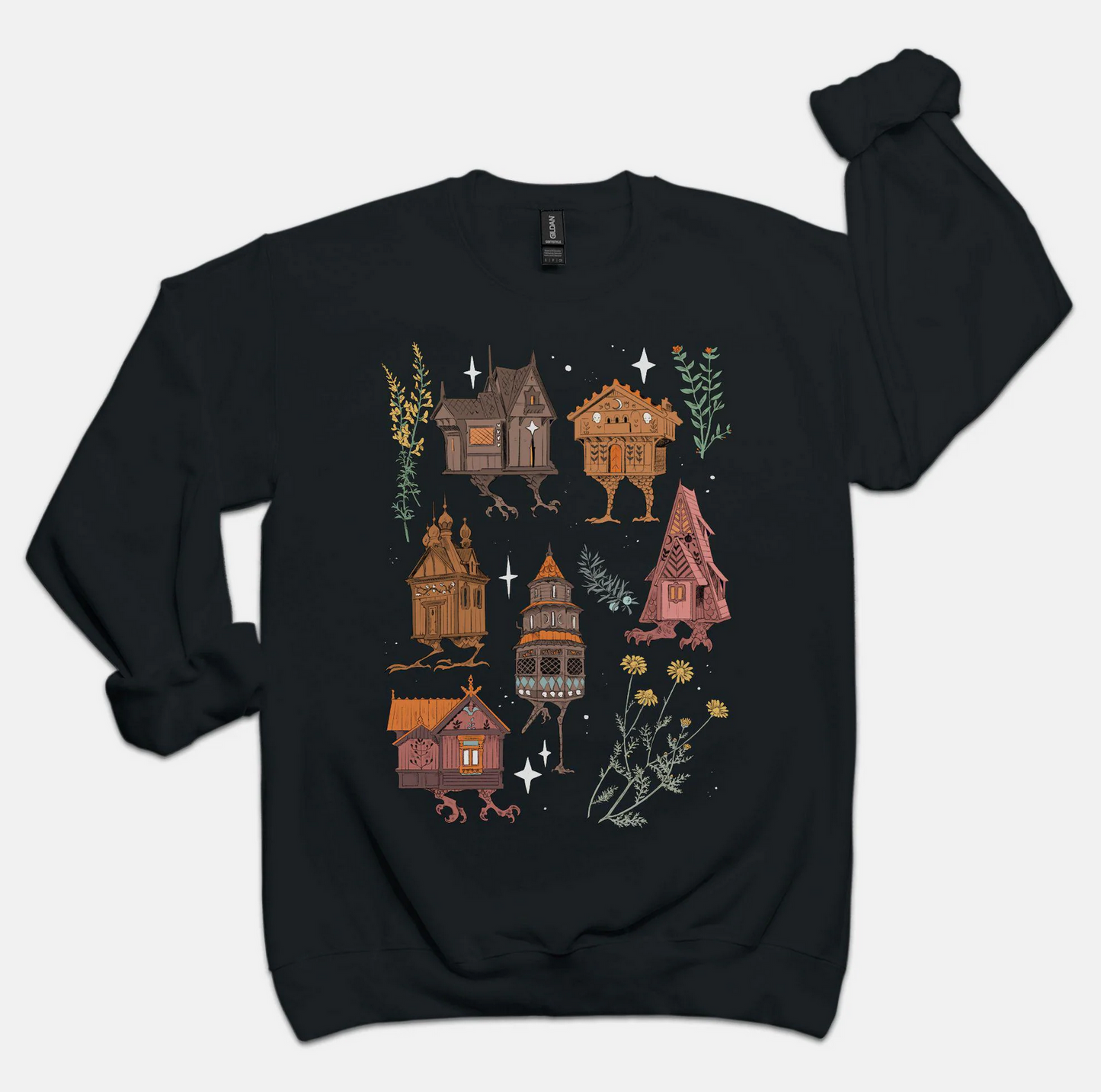 Baba Yaga Houses Long Sleeve Crewneck Sweater